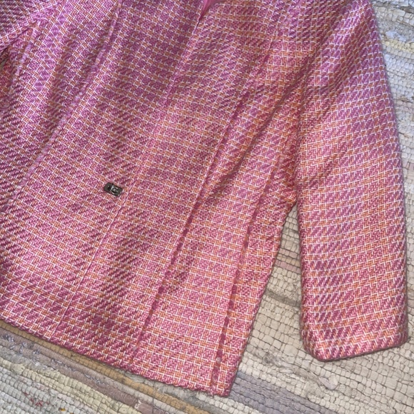 Sag Harbor Pink and Orange Tweed Blazer Jacket Size 8 - Picture 3 of 8